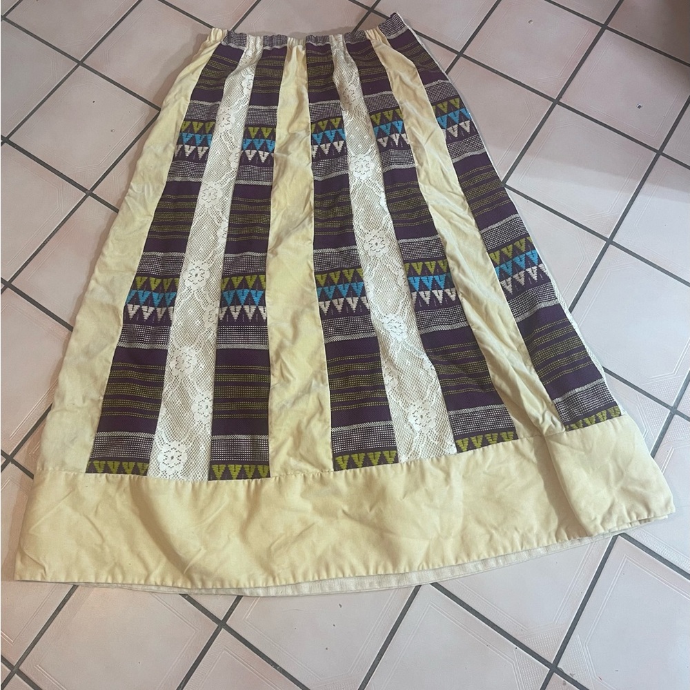 Patterned Maxi Skirt in Cream and Multicolor